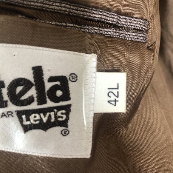 Vintage Levis Blazer  Mens 42L Long Brown Knit Sport Coat Jacket Retro Office - Picture 8 of 16